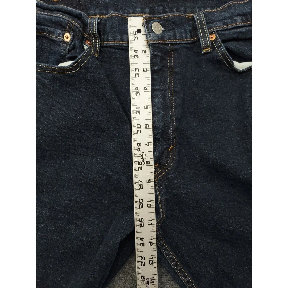 Levis 505 Denim Shorts Jorts Mens 34x9 Blue Bermuda Cut Off Fray Hem Dark tag 36